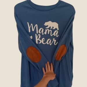 "Mama Bear" Printed Women's Large Blue Long Sleeve T-Shirt